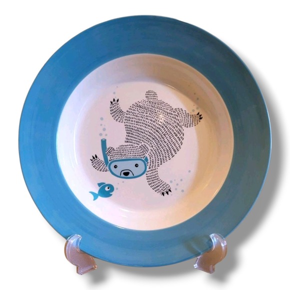 Bloomingville Scuba Bear Pattern 9.75" Small Dinner Plate Or Large Salad Plate - Picture 1 of 6